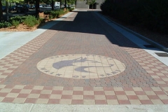 University of Washington Logo Waterjet Cut out of Cement Pavers