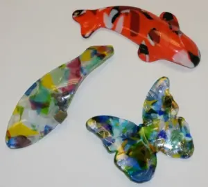 3/4” Art Glass cut in shapes for hospital fundraiser